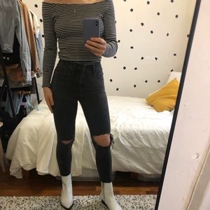 American Apparel off shoulder striped long sleeve